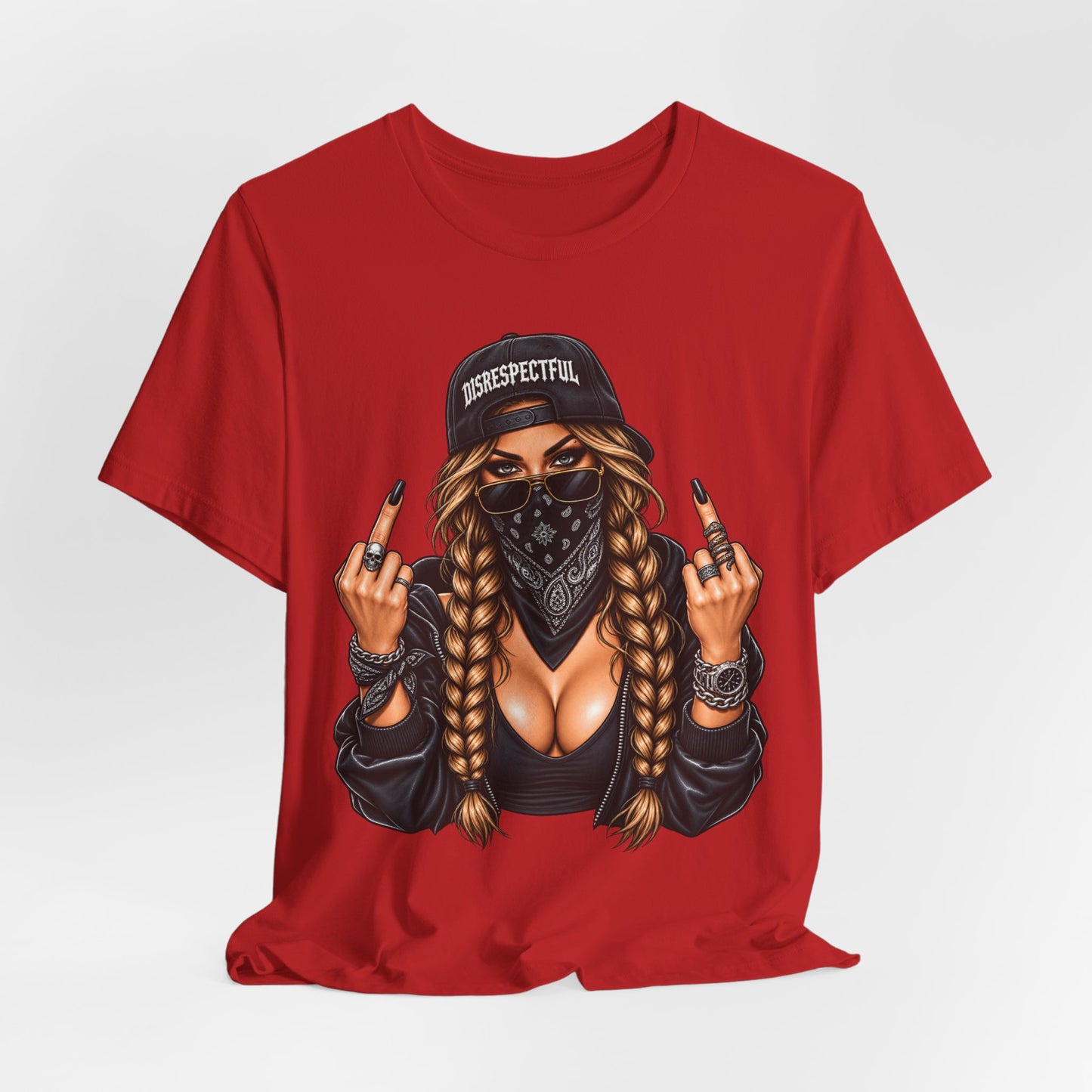 Bandana Girl Tattoo Tee — "Disrespectful" Streetwear Graphic Tee