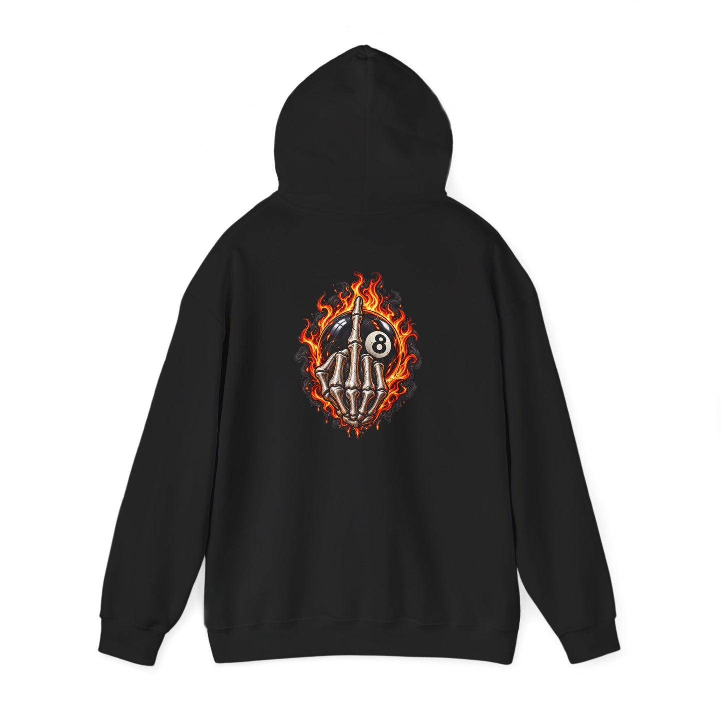 Flaming Skeleton 8-Ball — Back-Print Graphic Hoodie