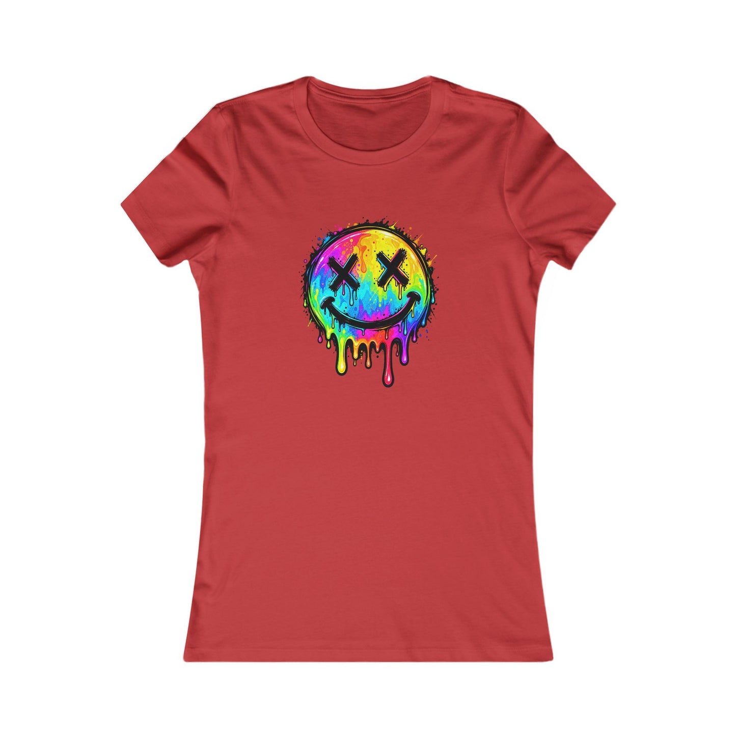 Rainbow Drip Smiley — Women's Favorite Graphic Tee