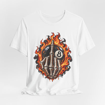 Flaming Skeleton 8-Ball Tee — Billiards Rock Tee