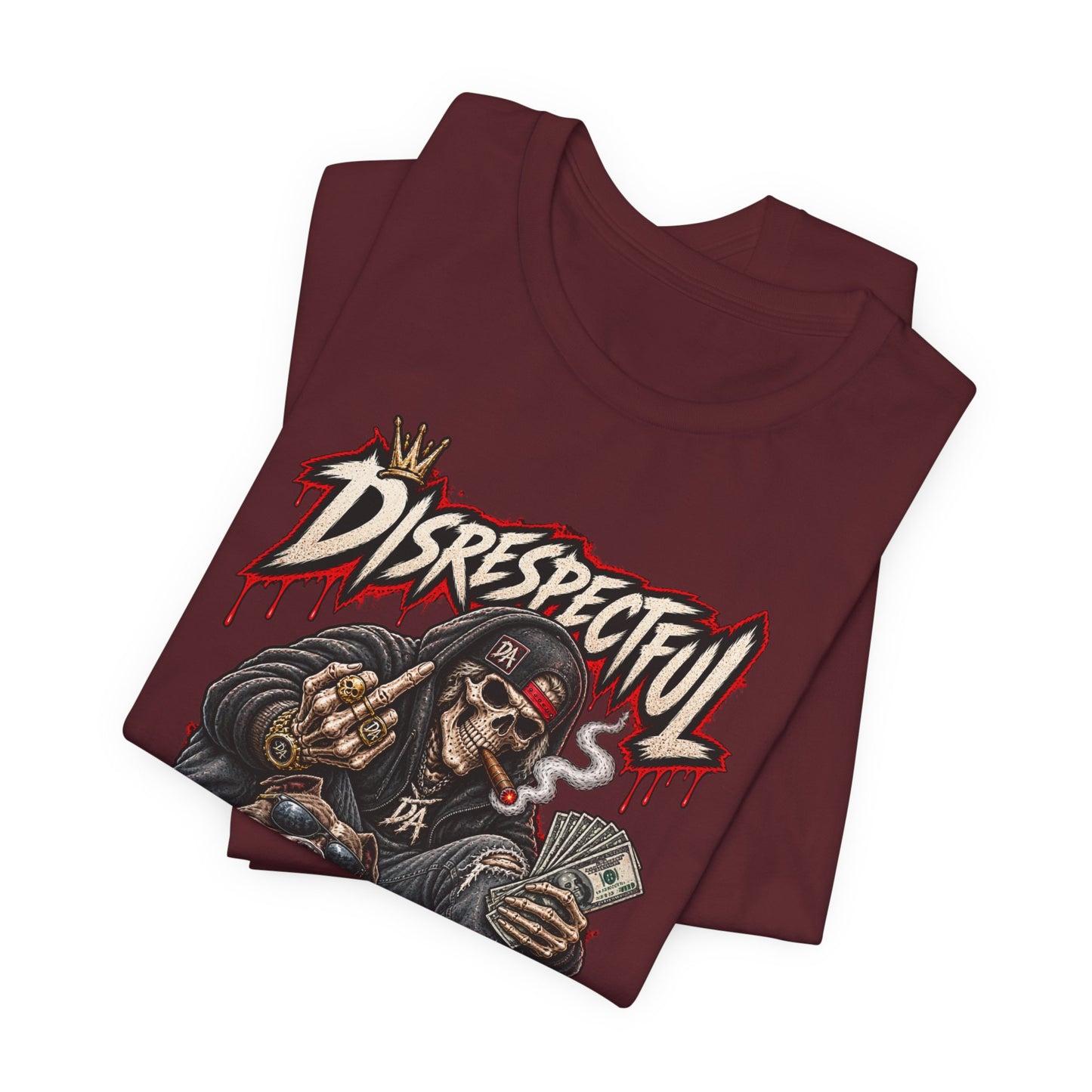 Disrespectful Skull & Rottweiler Graphic Tee — Edgy Streetwear Shirt