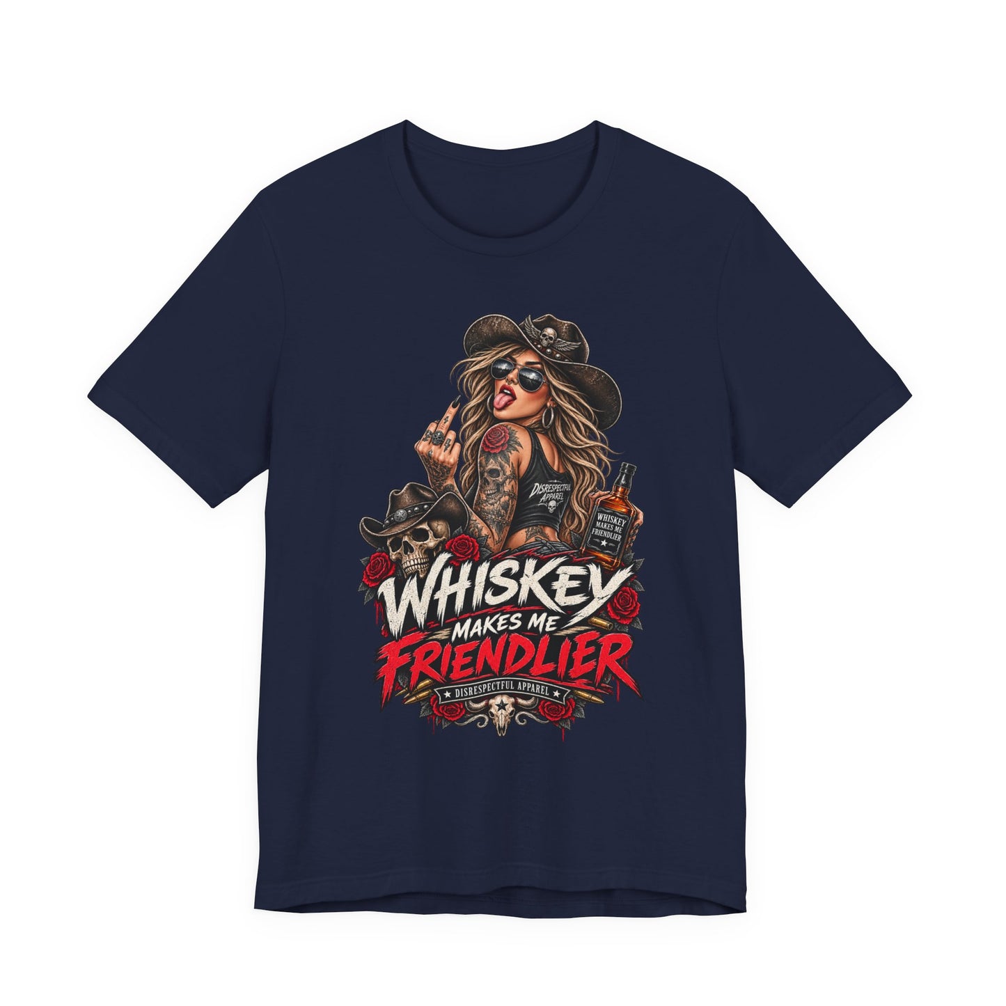 Whiskey Makes Me Friendlier Graphic Tee — Vintage Cowgirl Whiskey Shirt