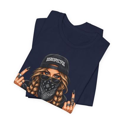 Bandana Girl Tattoo Tee — "Disrespectful" Streetwear Graphic Tee