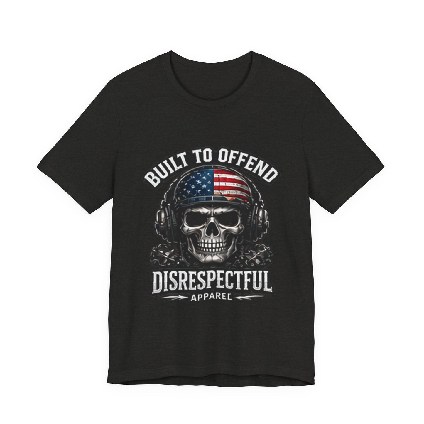Built to Offend Skull Tee — Patriotic Military Helmet Graphic Tee