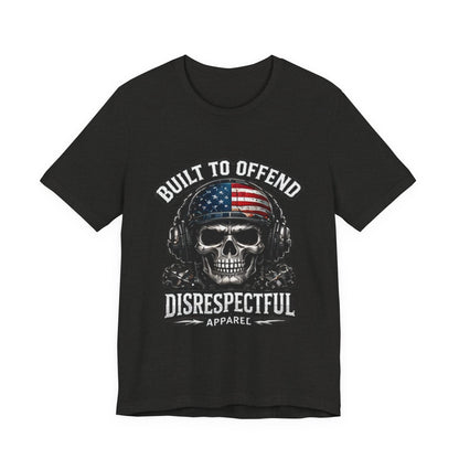 Built to Offend Skull Tee — Patriotic Military Helmet Graphic Tee