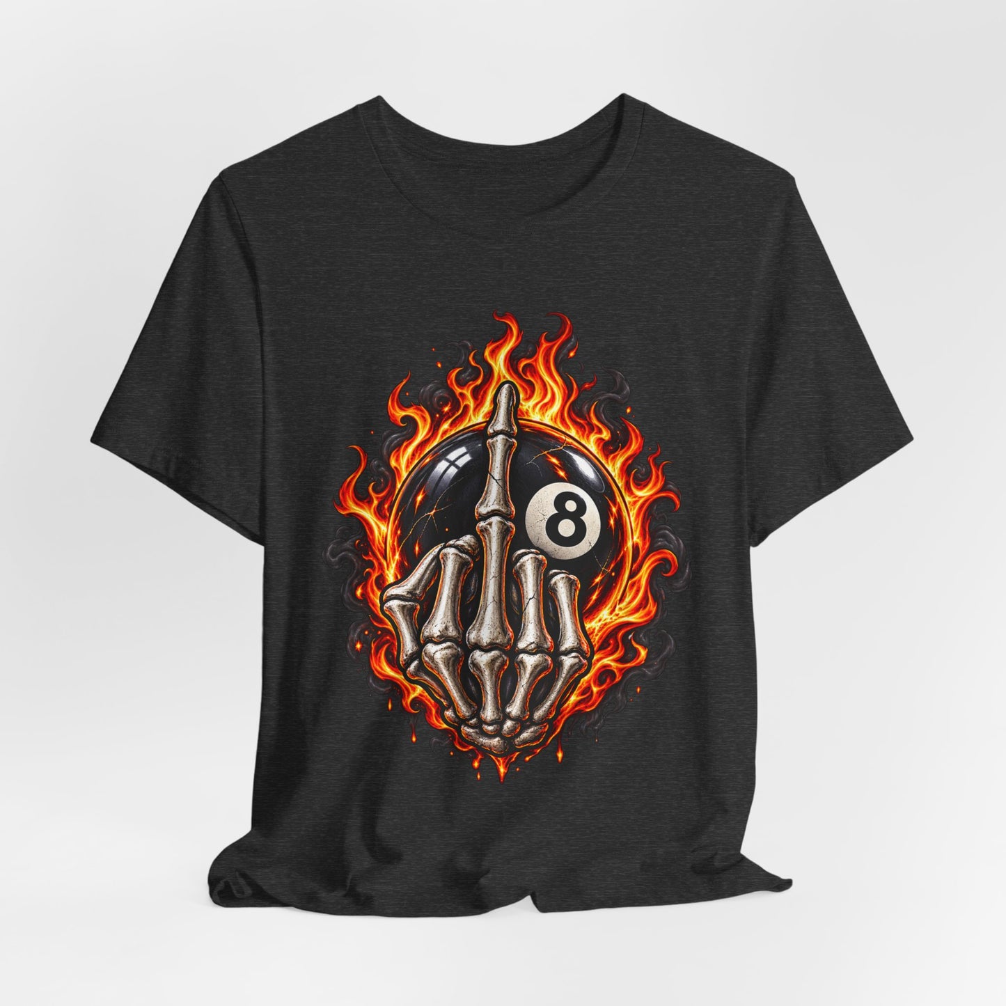 Flaming Skeleton 8-Ball Tee — Billiards Rock Tee
