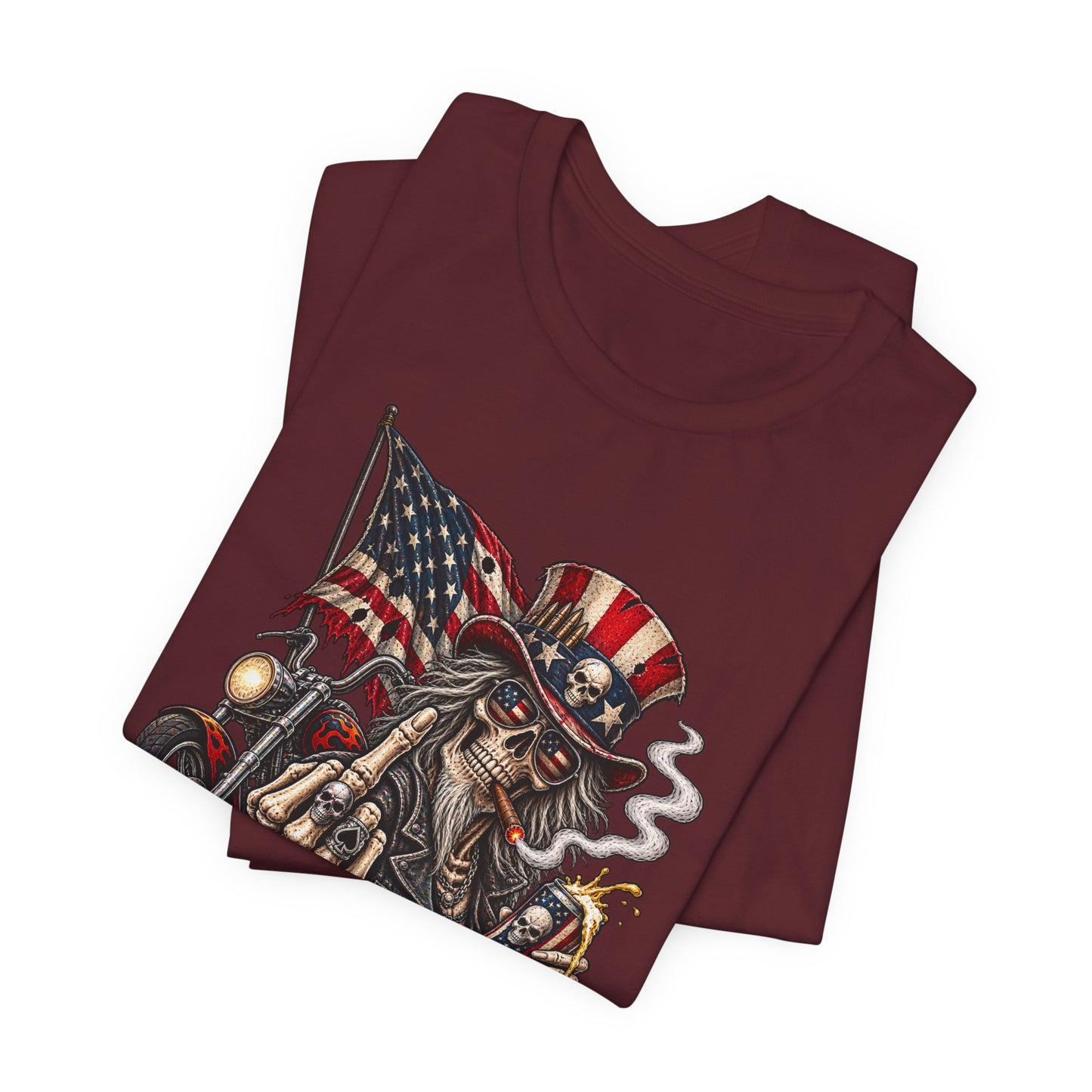 Patriotic Rebel Tee — 'Disrespectful Apparel' Skull & Flag Graphic T-Shirt