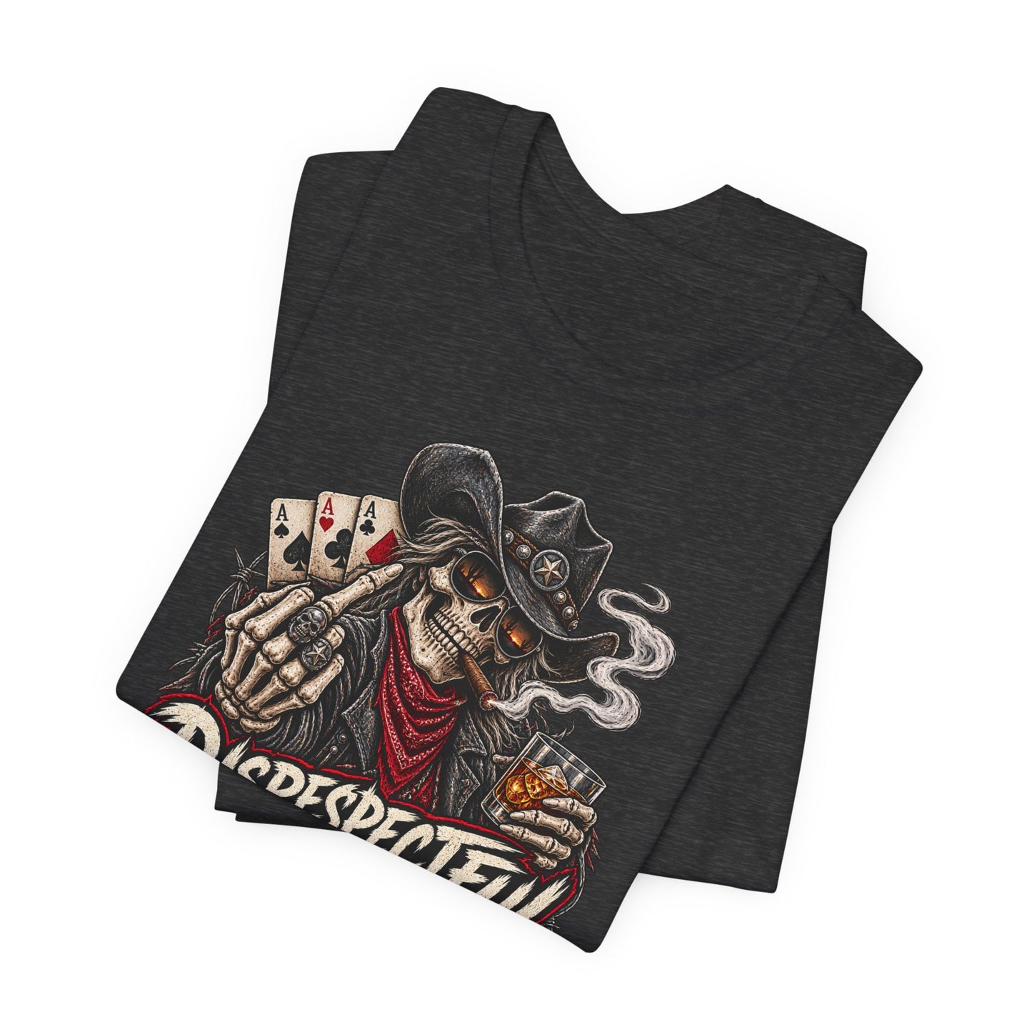 Disrespectful Skull Cowboy Tee — "Trouble Looks Good on You" Graphic T-Shirt