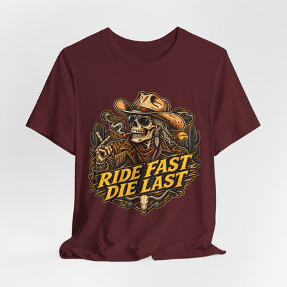 Ride Fast Die Last Motorcycle Tee - Skull Biker Graphic Tee