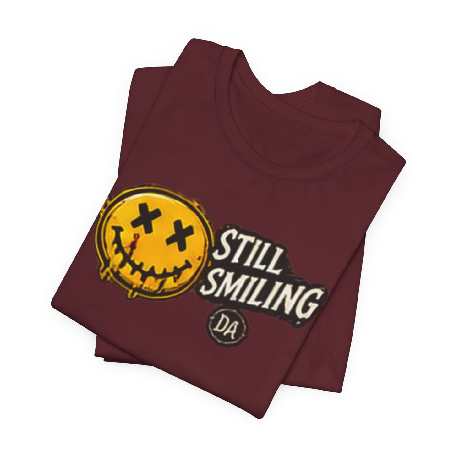 Still Smiling Tee — Grunge Smiley Graphic Tee