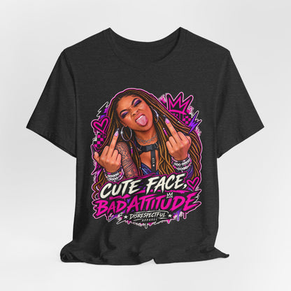 Cute Face, Bad Attitude — Neon Punk Graphic Tee