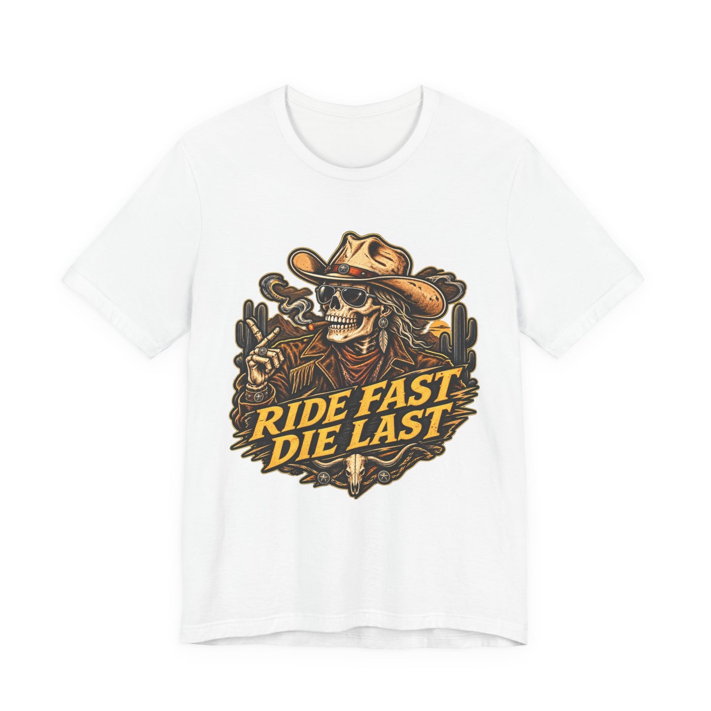 Ride Fast Die Last Motorcycle Tee - Skull Biker Graphic Tee