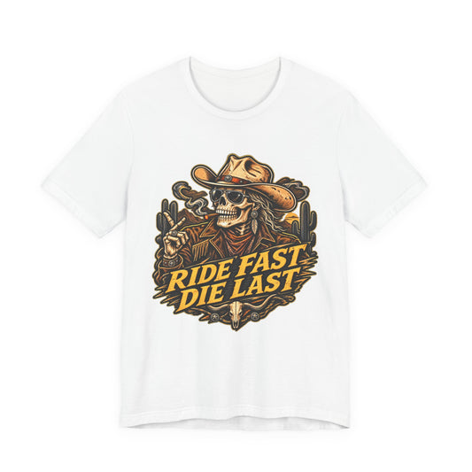 Ride Fast Die Last Motorcycle Tee - Skull Biker Graphic Tee