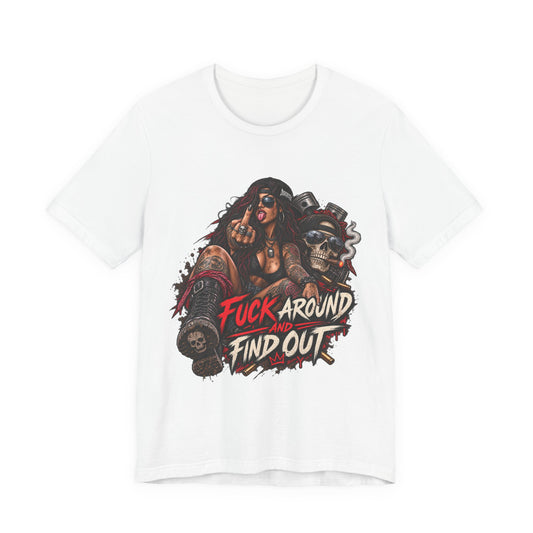 Rebel Biker Tee — “Fuck Around and Find Out” Graphic T‑Shirt
