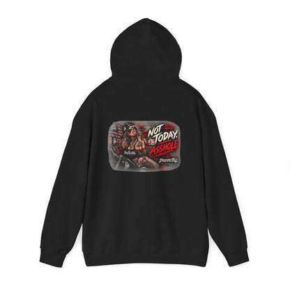 Not Today, Asshole — Biker Girl — Back-Print Graphic Hoodie