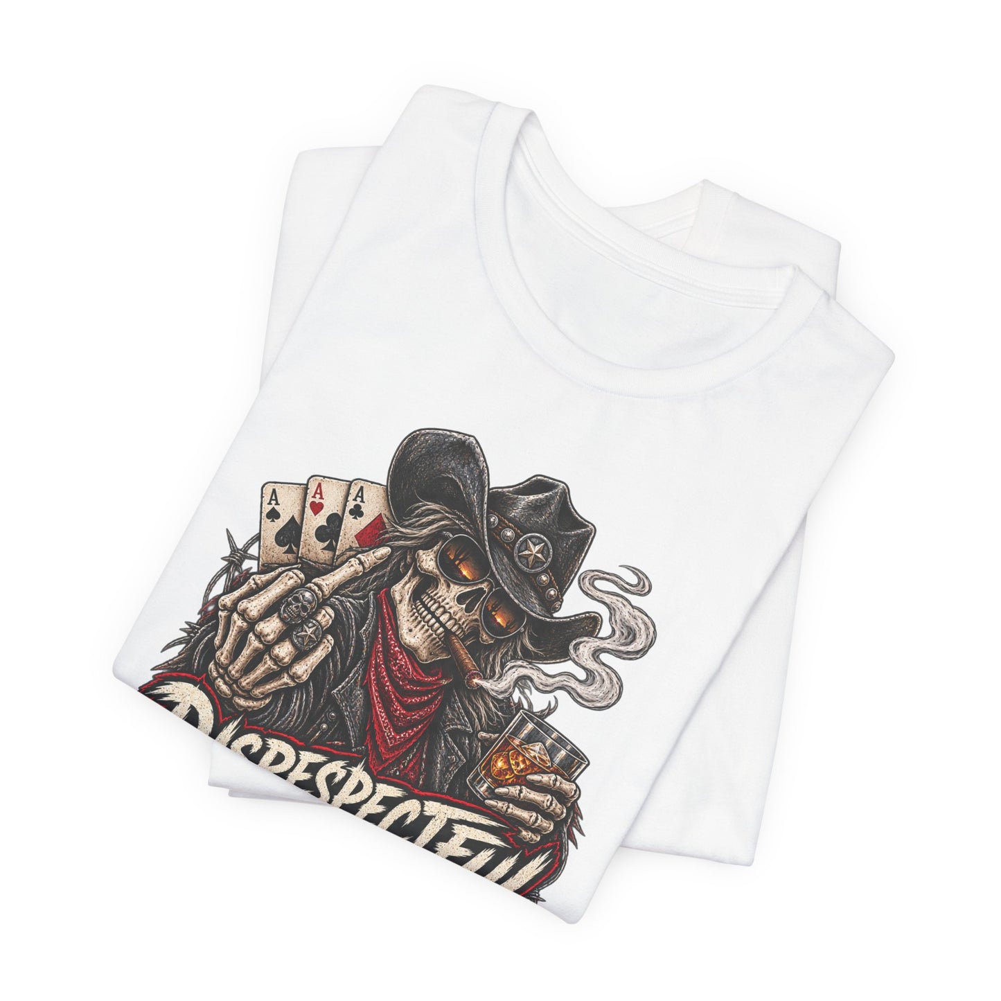 Disrespectful Skull Cowboy Tee — "Trouble Looks Good on You" Graphic T-Shirt