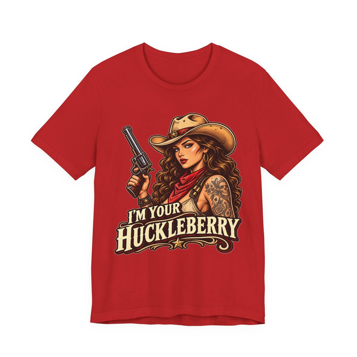 Cowgirl Graphic Tee - "I'm Your Huckleberry" Retro Western Tee