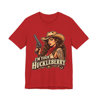 Cowgirl Graphic Tee - "I'm Your Huckleberry" Retro Western Tee