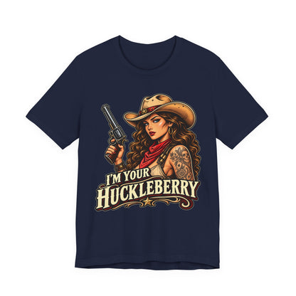 Cowgirl Graphic Tee - "I'm Your Huckleberry" Retro Western Tee