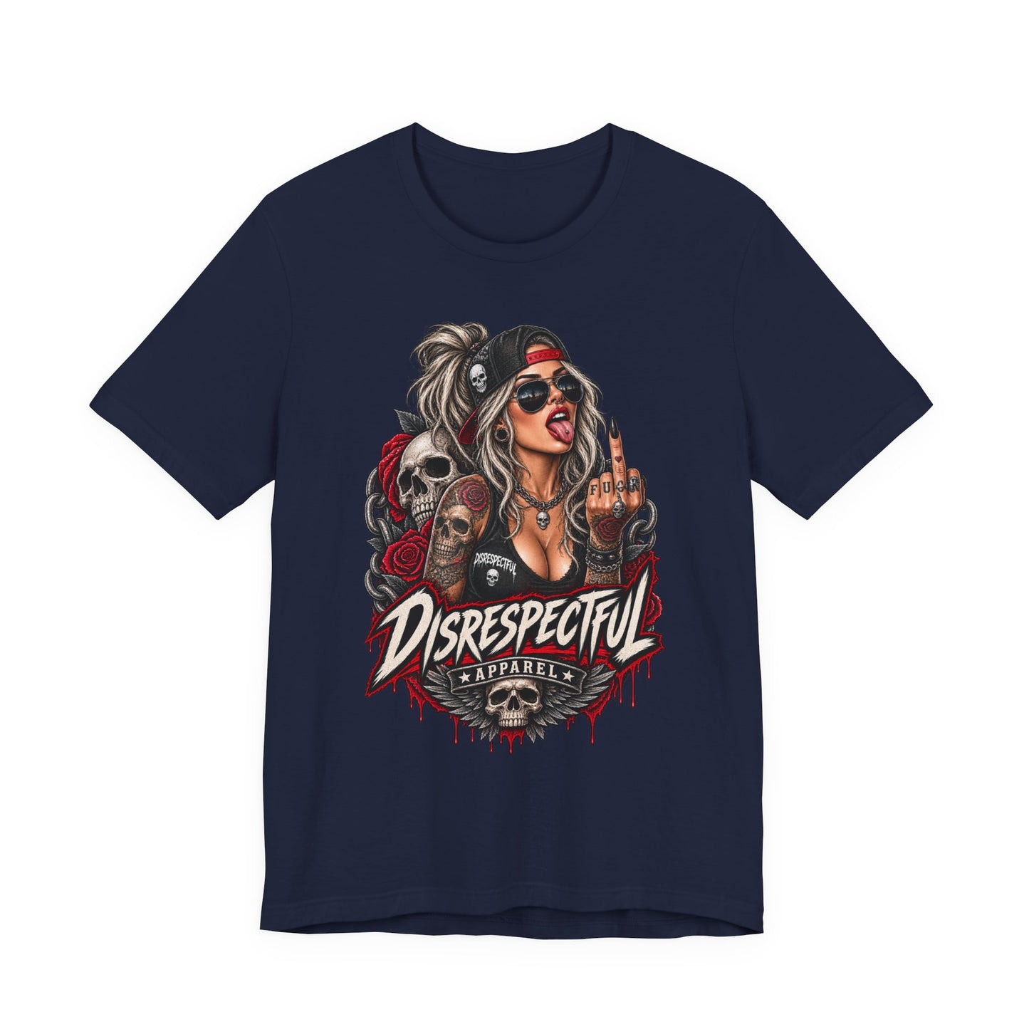 Defiant Pin-Up Skull — Disrespectful Graphic Tee