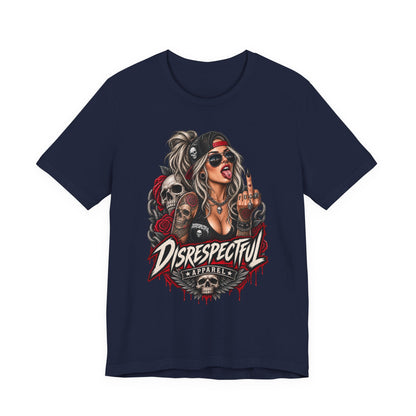 Defiant Pin-Up Skull — Disrespectful Graphic Tee