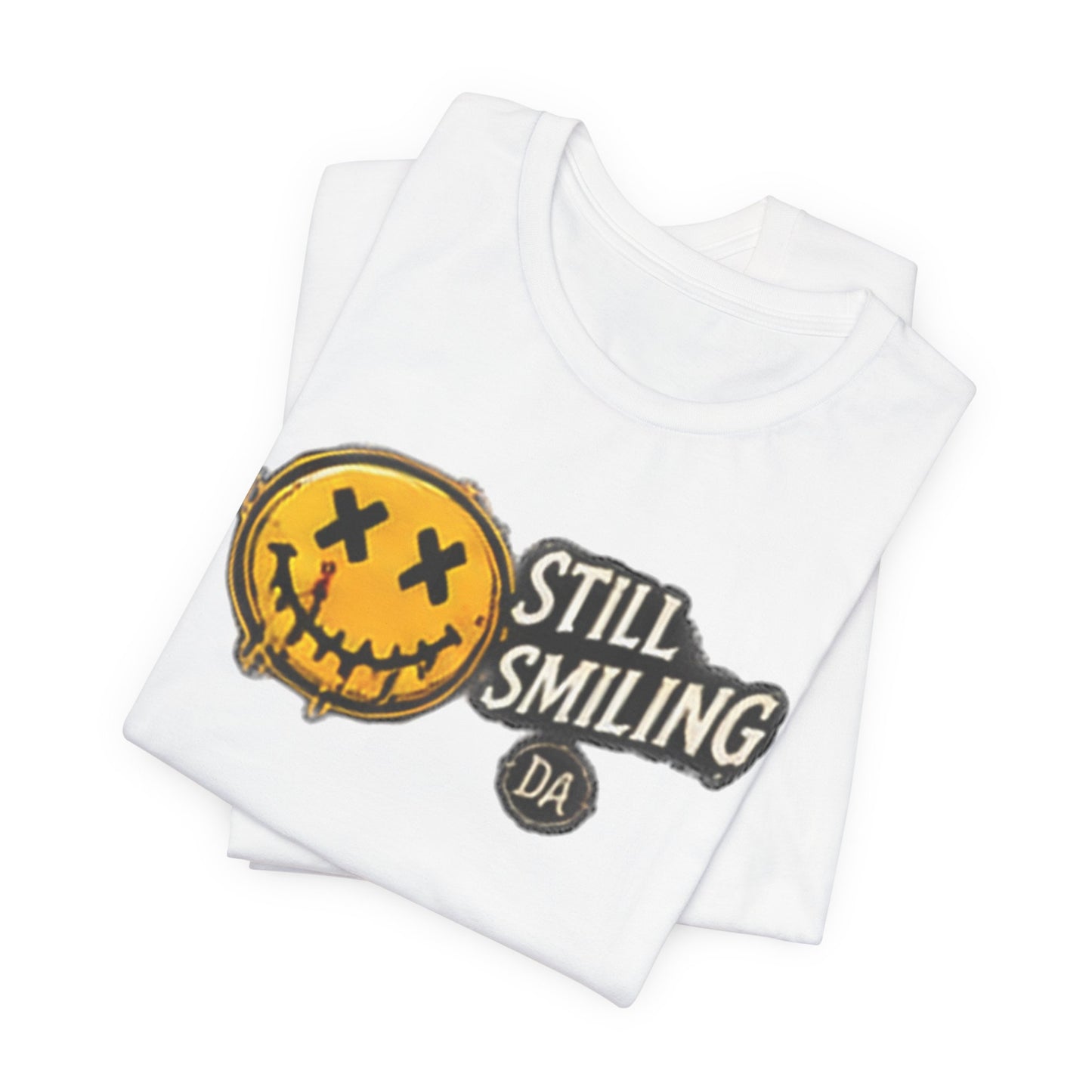 Still Smiling Tee — Grunge Smiley Graphic Tee
