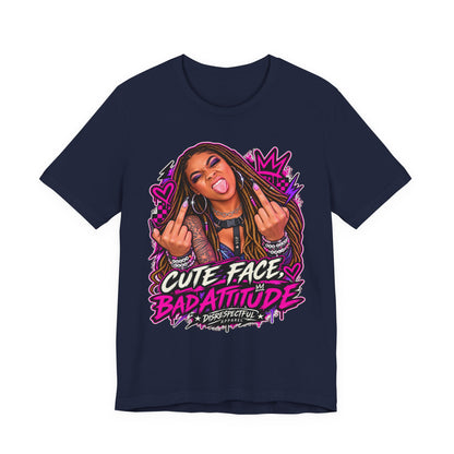 Cute Face, Bad Attitude — Neon Punk Graphic Tee