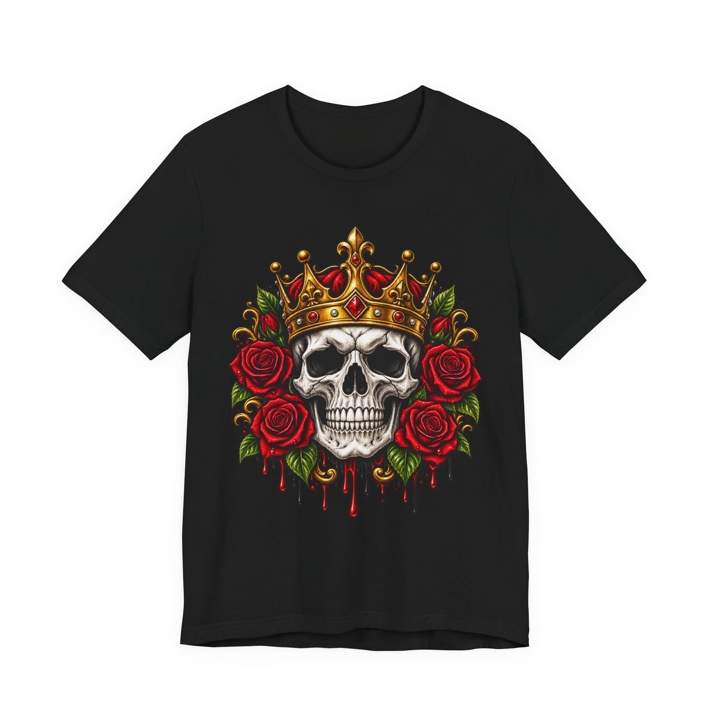 Skull King Tee — Crowned Skull with Roses Graphic Tee