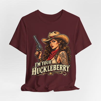 Cowgirl Graphic Tee - "I'm Your Huckleberry" Retro Western Tee