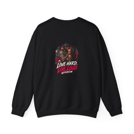 Love Hard Live Loud — Back-Print Graphic Crewneck