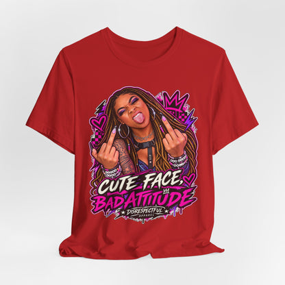 Cute Face, Bad Attitude — Neon Punk Graphic Tee