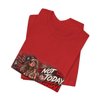 Not Today Asshole Graphic Tee — Sassy Retro Biker Girl Shirt