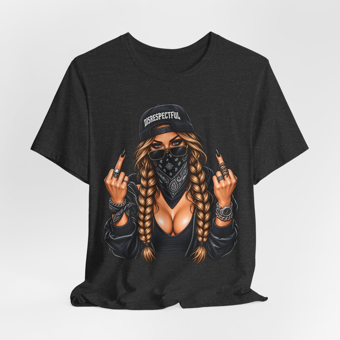 Bandana Girl Tattoo Tee — "Disrespectful" Streetwear Graphic Tee