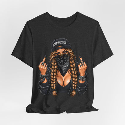 Bandana Girl Tattoo Tee — "Disrespectful" Streetwear Graphic Tee