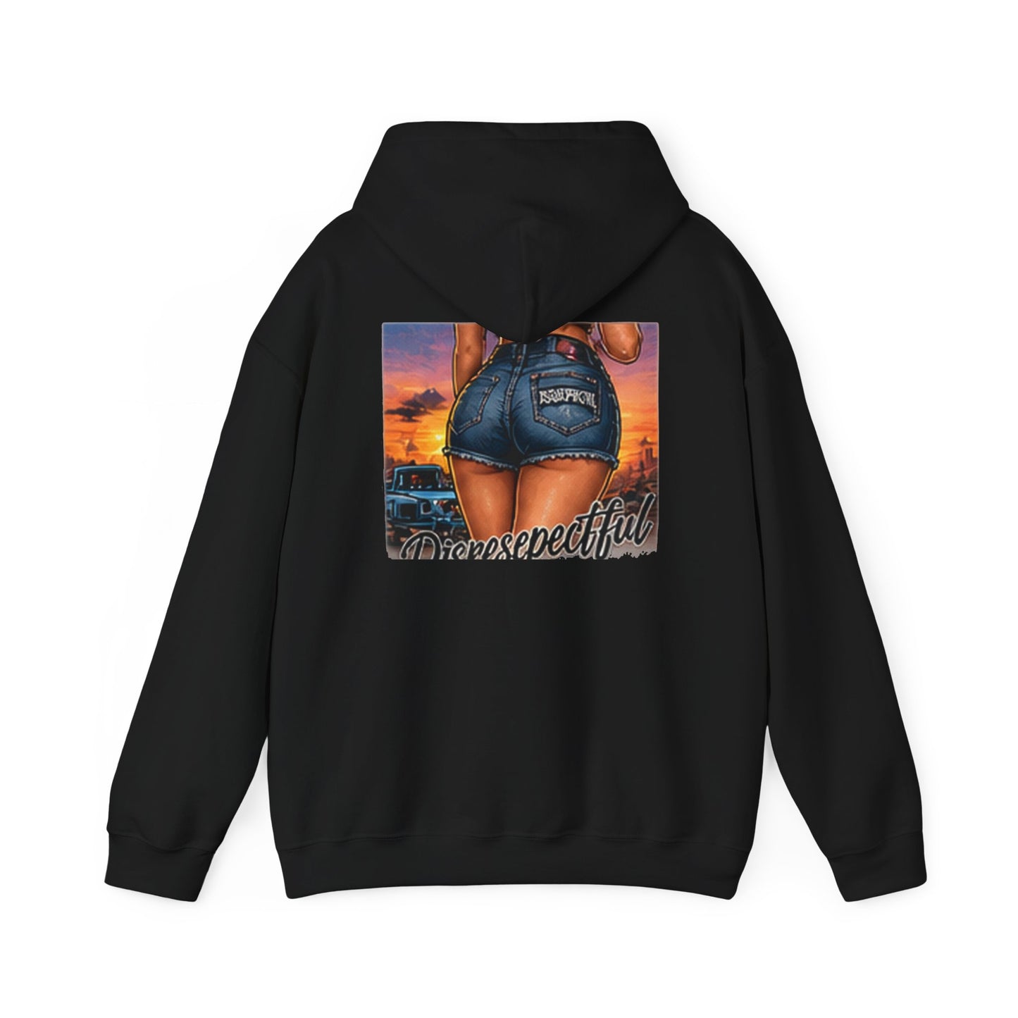 Sunset Denim Pin-Up — Back-Print Graphic Hoodie