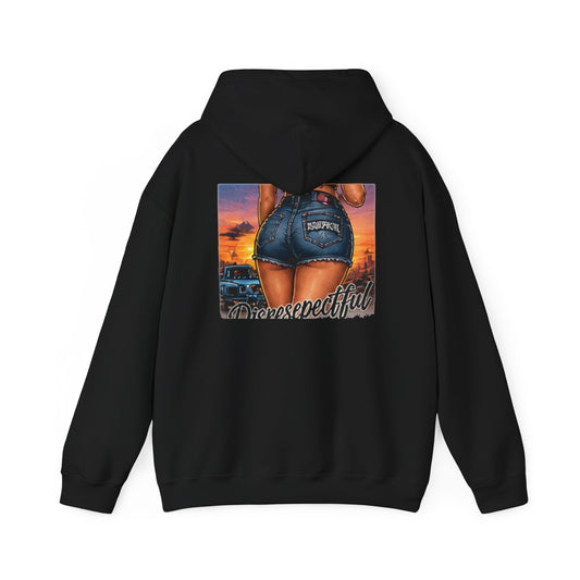 Sunset Denim Pin-Up — Back-Print Graphic Hoodie