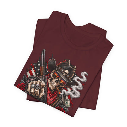 Disrespectful Apparel Skull Cowboy Tee — Edgy Biker / Western Graphic T-Shirt