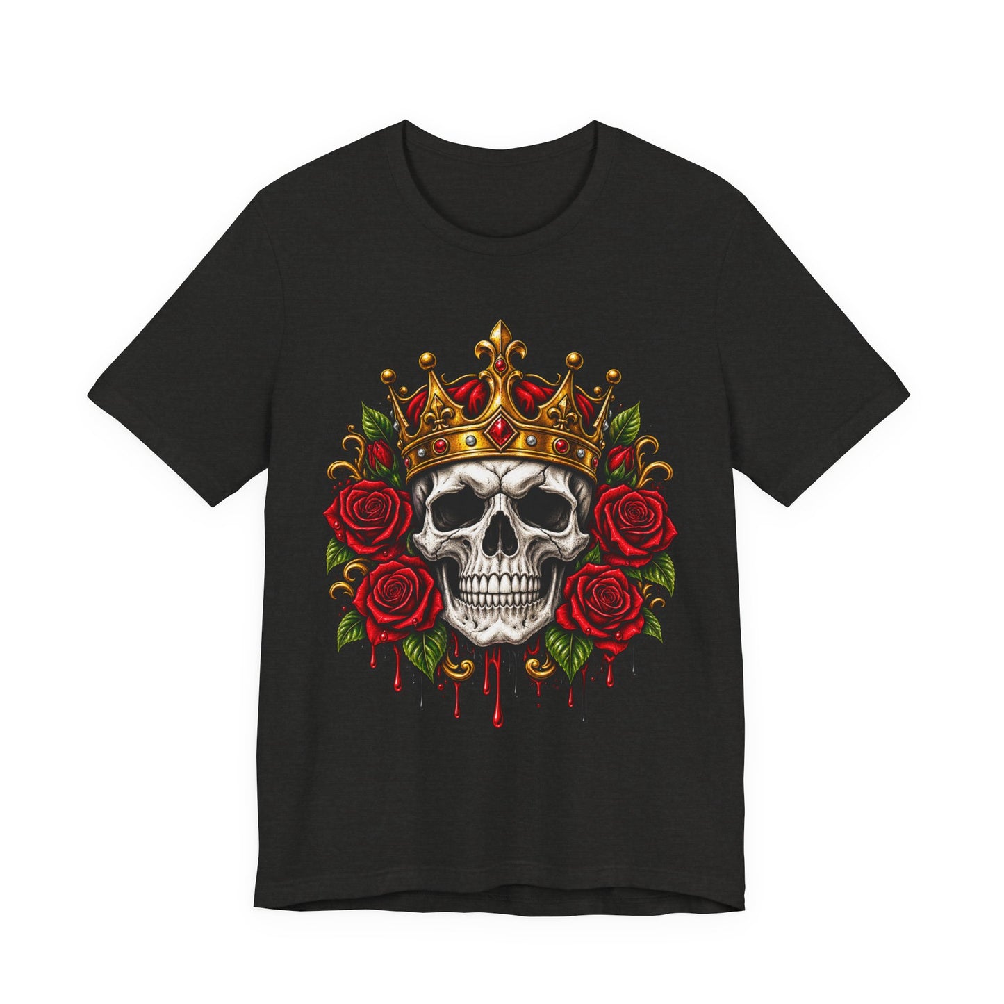 Skull King Tee — Crowned Skull with Roses Graphic Tee
