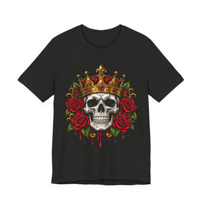 Skull King Tee — Crowned Skull with Roses Graphic Tee