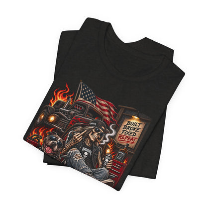 Disrespectful Trucker Tee — Retro Biker, American Flag Graphic Tee