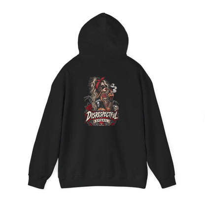 Disrespectful Skull Pin-Up — Back-Print Graphic Hoodie
