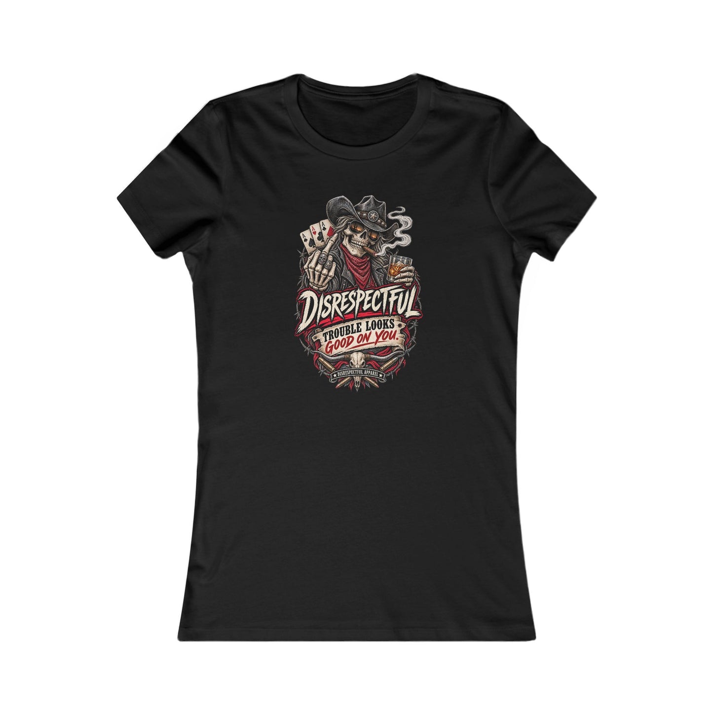 Disrespectful Skull Cowboy — Women's Favorite Graphic Tee