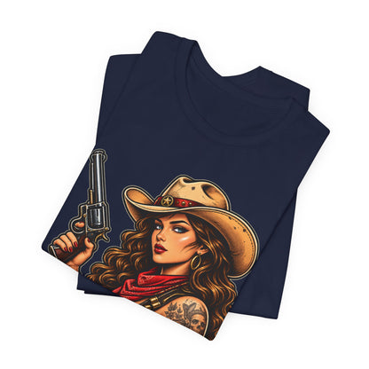 Cowgirl Graphic Tee - "I'm Your Huckleberry" Retro Western Tee