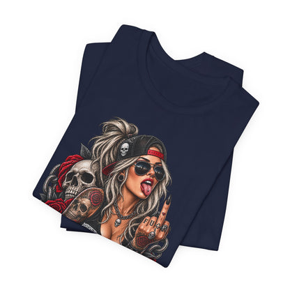 Defiant Pin-Up Skull — Disrespectful Graphic Tee