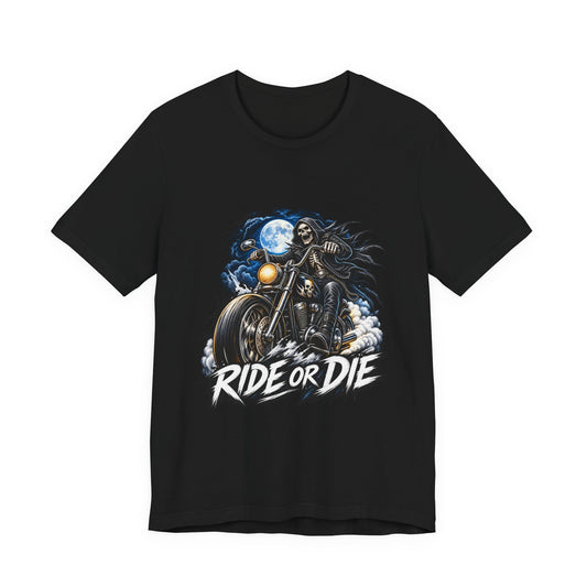 Ride or Die Motorcycle Tee — Biker Skull Rider Graphic Shirt