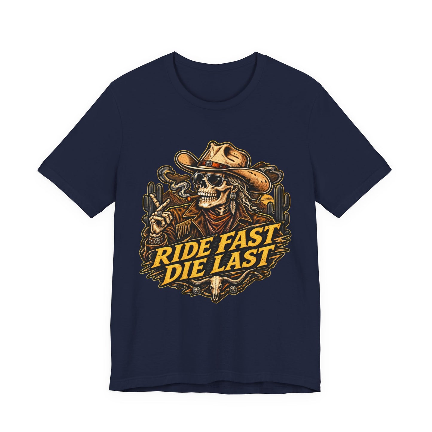 Ride Fast Die Last Motorcycle Tee - Skull Biker Graphic Tee