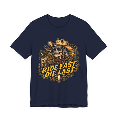 Ride Fast Die Last Motorcycle Tee - Skull Biker Graphic Tee