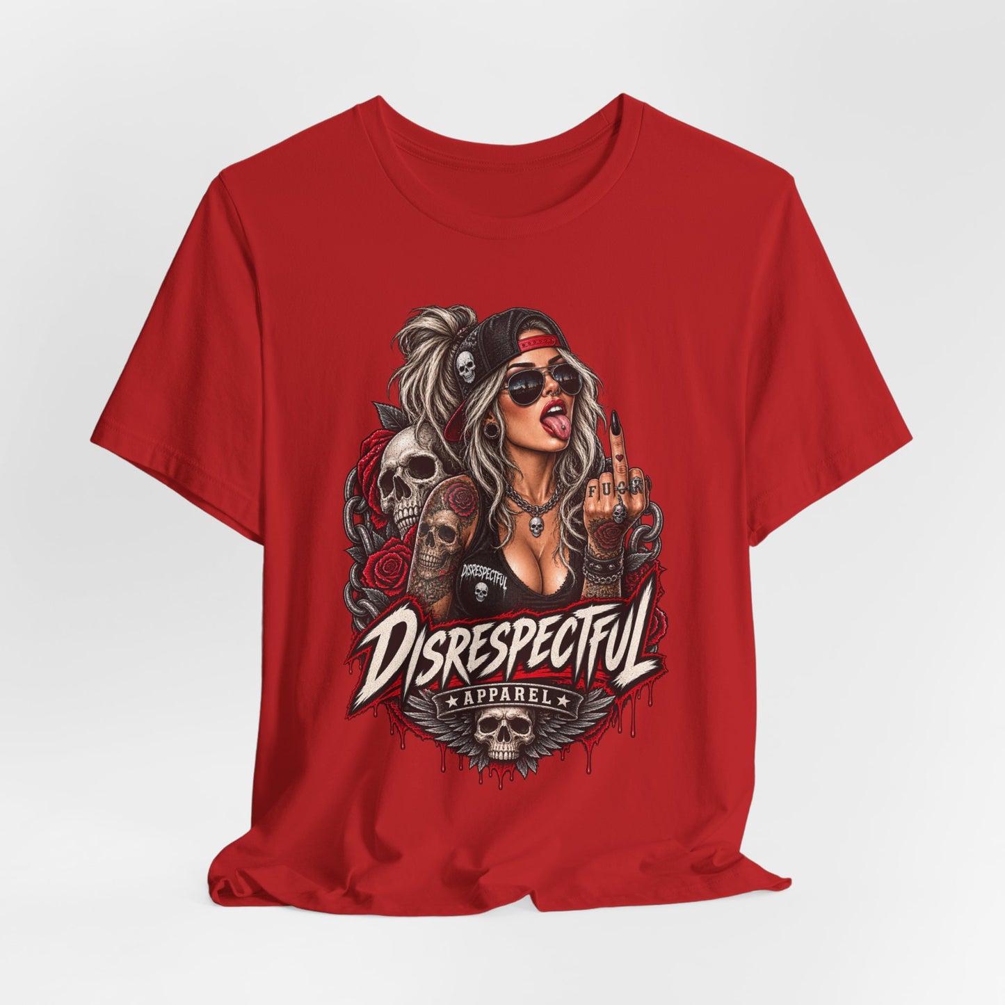 Defiant Pin-Up Skull — Disrespectful Graphic Tee