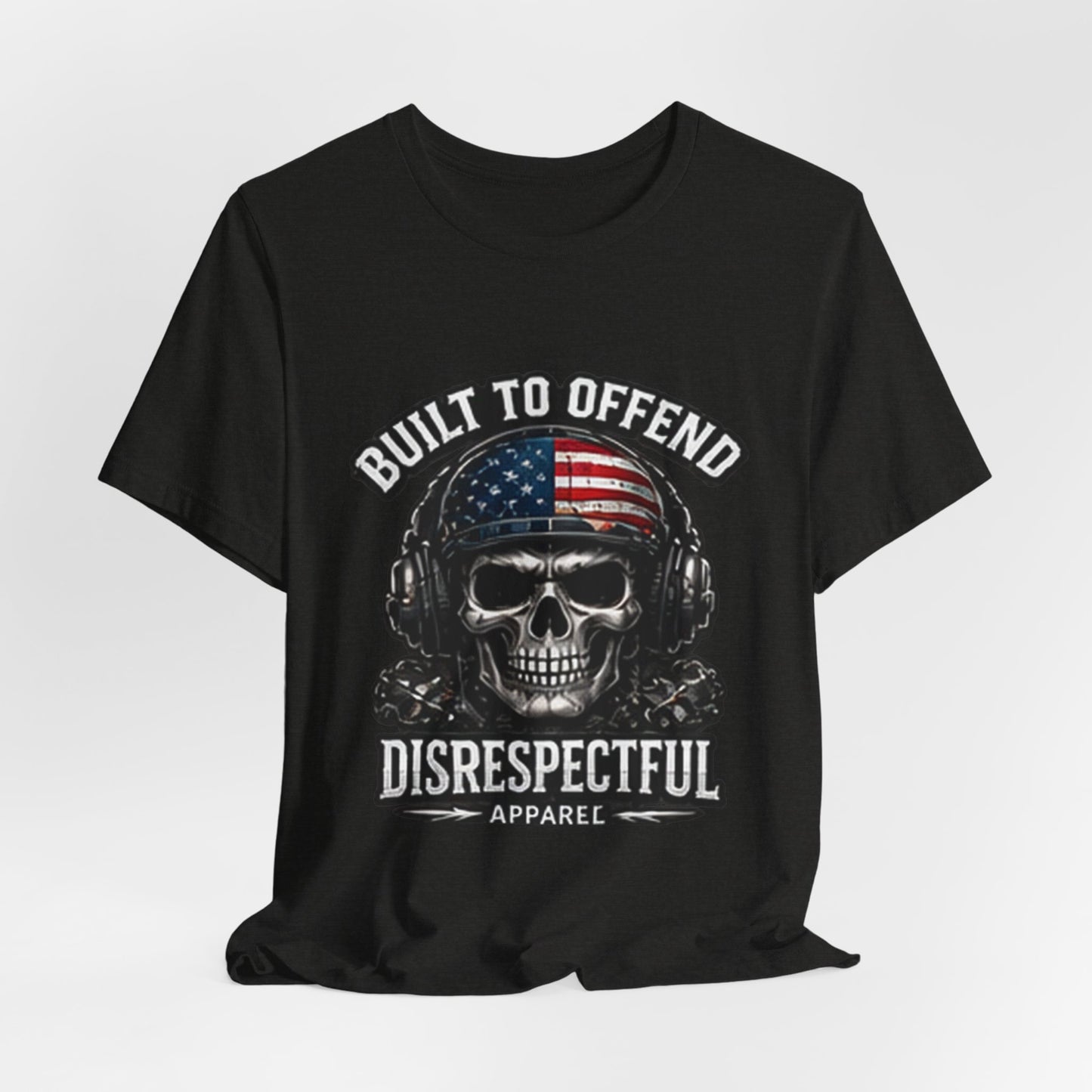 Built to Offend Skull Tee — Patriotic Military Helmet Graphic Tee