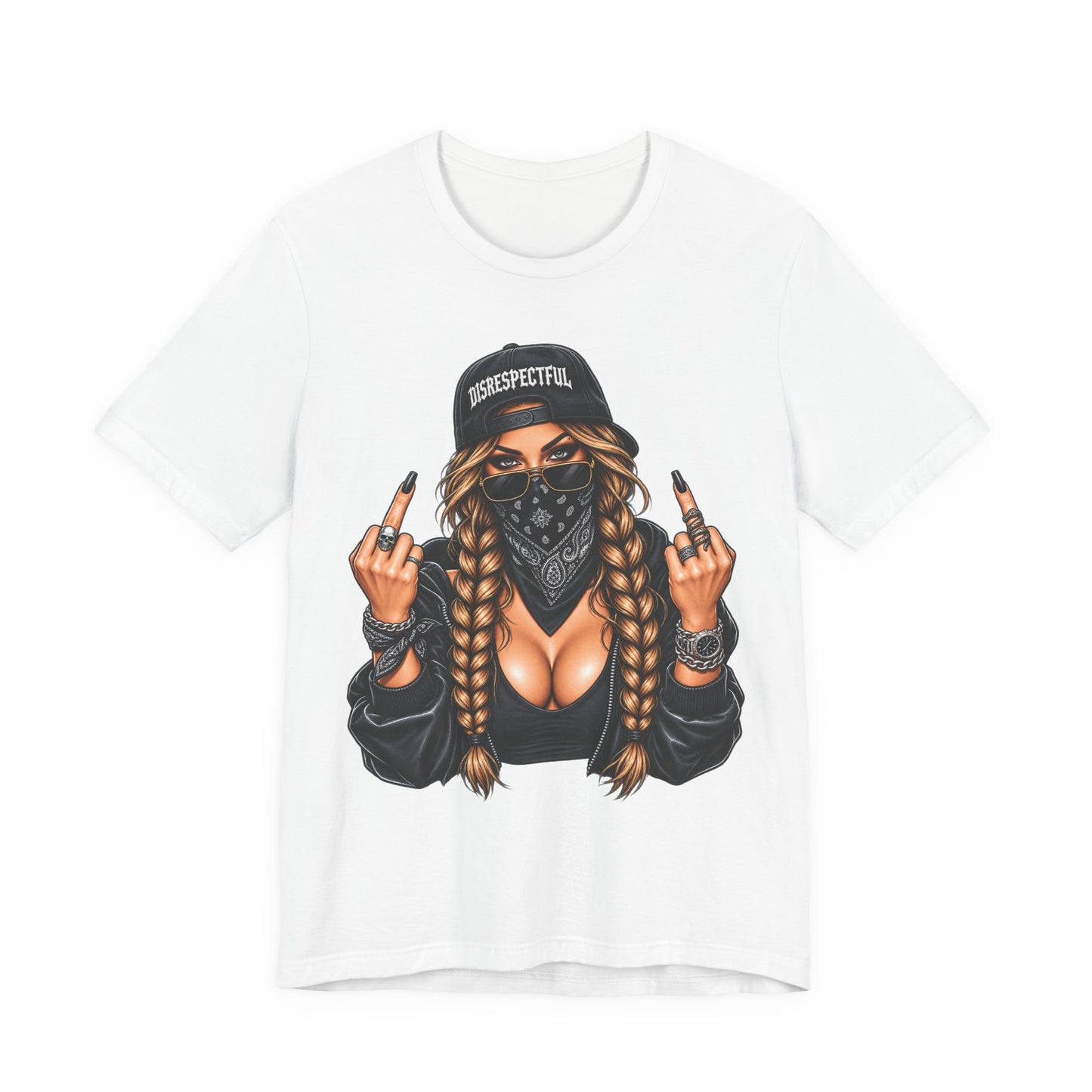 Bandana Girl Tattoo Tee — "Disrespectful" Streetwear Graphic Tee